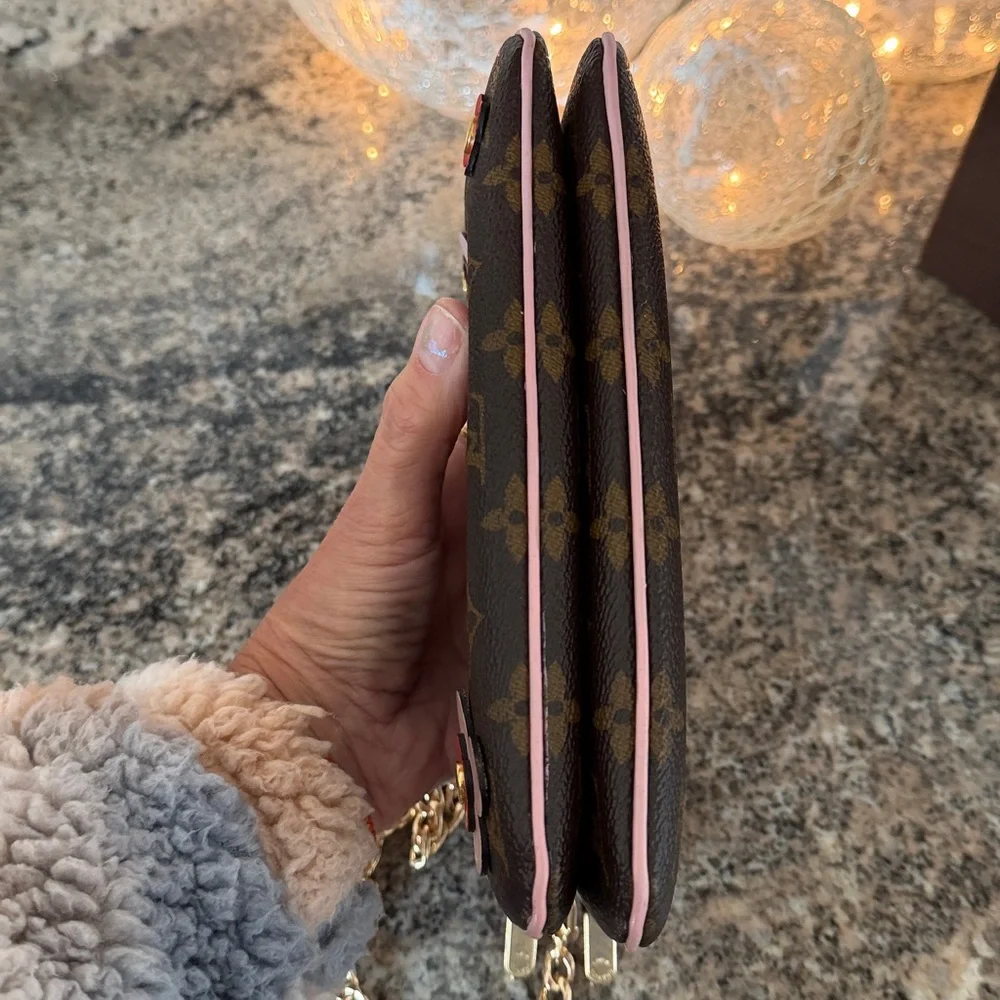 Louis Vuitton Monogram Blooming Flowers Double Zip Pouchette